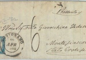 82466 - SARDEGNA - STORIA POSTALE: Sass # 15Ca su Busta da ROSIGNANO Raybaudi