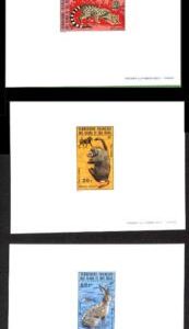 ZA0086 - AFARS et ISSAS - STAMPS - Set of 3 Luxury Proofs WILD ANIMALS 1973 MNH