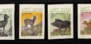 ZA0083b  - VIETNAM  - Set of 4 IMPERF STAMPS - Wild Animals 1973 MNH