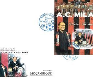 BERLUSCONI --  MILAN AC - 2011 Mozambique - IMPERF Souvenir Sheet FDC
