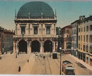 41079  - CARTOLINA d'Epoca - BRESCIA Città :  PIAZZA del COMUNE con LOGGIA 1918