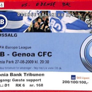 C0951 - Vecchio  BIGLIETTO PARTITA CALCIO - 2009:  OB ODENSE Danimarca - GENOA