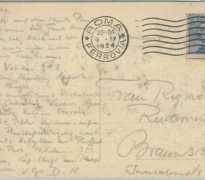 74084 - REGNO - STORIA POSTALE -  Sassone 157a  varietà su CARTOLINA 1924