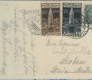 74086 -  REGNO - STORIA POSTALE - Sass 97/98  su CARTOLINA 192112 - IN TARIFFA