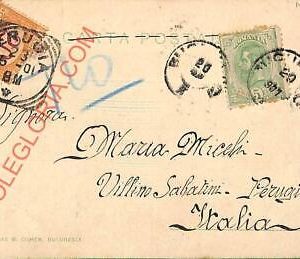 ad6008 - ROMANIA - Postal History  - POSTCARD  to ITALY 1901 Taxed SEGNATASSE