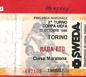 C1547 - Vecchio  BIGLIETTO PARTITA CALCIO - UEFA 1986/87  TORINO vs RABA ETO