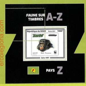 B0604 - NIGER -  ERROR MISPERF  Stamp Sheet - 2021- Fauna, Gorillas WWF