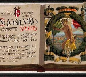 Lib840 - CARTOLINA d'Epoca COMMEMORATIVA Illustrata -  SPOLETO Scuppa 1910