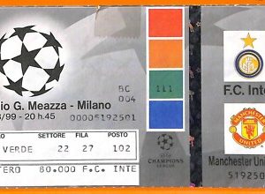 C2292- Vecchio BIGLIETTO PARTITA CALCIO - 1999  INTER VS MANCHESTER UNITED