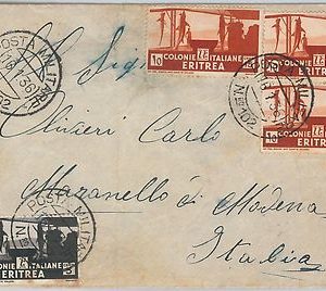 53452 - ERITREA  - Storia Postale: BUSTA con annullo POSTA MILITARE 102 1936