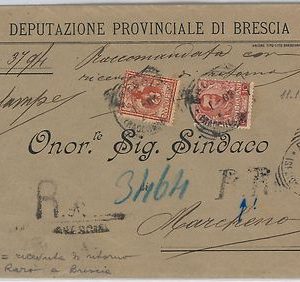 ITALIA REGNO storia postale - Busta Raccomandata - tondoquadro di BRESCIA 1903