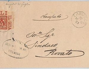 ITALIA REGNO storia postale - Sass 69 angolo di foglio su Busta da Erbusco 1903