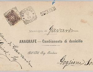 ITALIA REGNO storia postale - S. 65  su BUSTA -  annullo TONDOQUADRO di GAVARDO