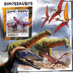 A7590 - GUINE BISSAU - ERROR MISPERF Stamp Sheet - 2017 - Dinosaurs
