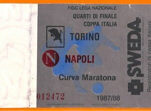 C1995- Vecchio BIGLIETTO PARTITA CALCIO - 1987-88 TORINO VS NAPOLI