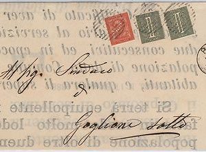 ITALIA REGNO - T14 x 2 + T15  su MANIFESTO - POSTA TRA SINDACI 1888  - Rezzato