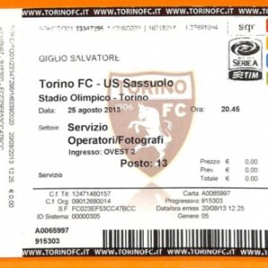 C2170- Vecchio BIGLIETTO PARTITA CALCIO - 2013 TORINO VS SASSUOLO