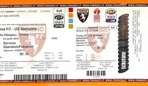 C2194- Vecchio BIGLIETTO PARTITA CALCIO - 2016 TORINO VS SASSUOLO