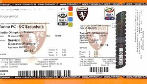 C2178- Vecchio BIGLIETTO PARTITA CALCIO - 2014 TORINO VS UC SAMPDORIA
