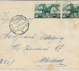 53459  - ERITREA  - Storia Postale: BUSTA con annullo POSTA MILITARE 12 1935