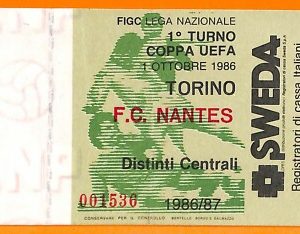 C2245- Vecchio BIGLIETTO PARTITA CALCIO - 1986-87 TORINO VS F.C.NANTES