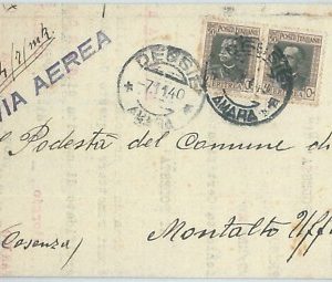 72022 - ERITREA  - Storia Postale: Sassone 128*2  su BUSTA da DESSIE 1940