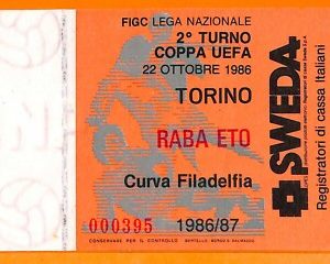C2248- Vecchio BIGLIETTO PARTITA CALCIO - 1986-87 TORINO VS RABA ETO