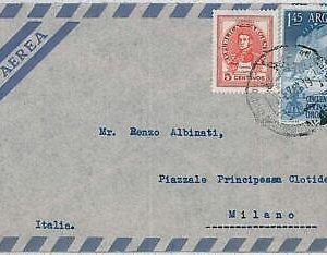37390 - ARGENTINA - Postal History : AIRMAIL COVER to ITALY - ANTARCTIC - 1954