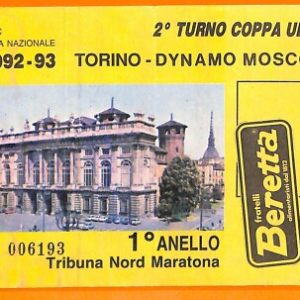 C2260- Vecchio BIGLIETTO PARTITA CALCIO - 1992-93 TORINO VS DYNAMO MOSCOU