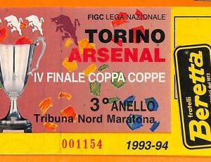 C2264- Vecchio BIGLIETTO PARTITA CALCIO - 1993-94 TORINO VS ARSENAL