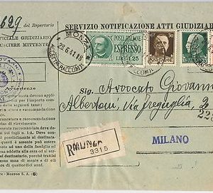 53497 - REGNO - Storia Postale: BUSTA con doppio porto: ESPRESSI + RACCOMANDATA