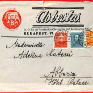 aa2050 - HUNGARY - Postal History - Commercial COVER to Abbazia - ASBESTOS! 1933