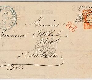 FRANCE - HISTOIRE POSTAL :  LETTRE de   MARSEILLE : CACHET LOSANGE # 6386 -1874
