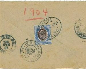 01306 -  MALTA -  POSTAL HISTORY - COVER TO BRAZIL 1904
