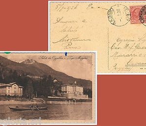 55935 -- CARTOLINA d'Epoca - LAGO MAGGIORE:  Oggebbio ANNULLO NATANTE 1928