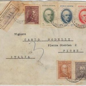 39419   - ARGENTINA -  POSTAL HISTORY - REGISTERED COVER to ITALY: FIUME  - 1939