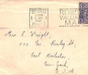 ac6709 - AUSTRALIA - POSTAL HISTORY -   COVER from BRISBANE  to the USA  1937