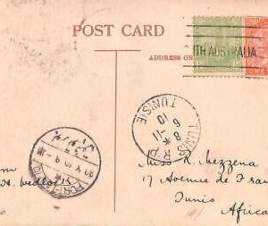 ac6719 - SOUTH AUSTRALIA  - Postal History - POSTCARD to TUNIS via SUEZ !  1910