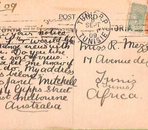 ac6725 -  AUSTRALIA Victoria  - Postal History - POSTCARD to TUNIS !  1910