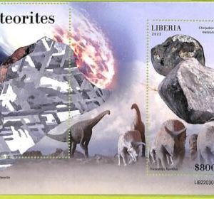 B0543 - LIBERIA - ERROR MISPERF Stamp Sheet - 2022 - Meteorites DINOSAURS