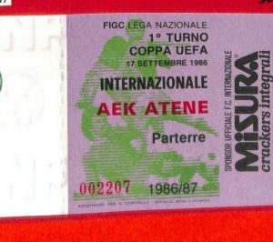 C0957 - Vecchio BIGLIETTO PARTITA CALCIO - 1986-1987 AEK ATENE