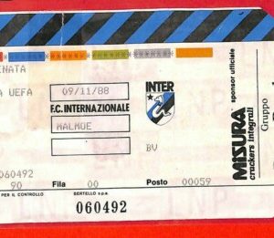 C0960 - Vecchio BIGLIETTO PARTITA CALCIO - 1988 INTER VS MALMOE