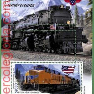 B1716 - GUINEE - ERROR MISPERF Stamp Sheet - 2023 - American Trains, Transport