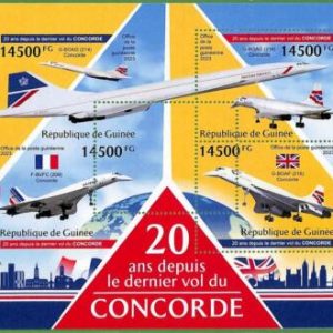 B1722 - GUINEE - ERROR MISPERF Stamp Sheet - 2023 - Concorde, Transport