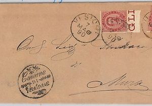 ITALIA REGNO storia postale - Sass 38 Bordo di Foglio su BUSTA da VESTONE 1890