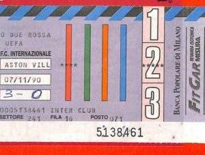 C0966 - Vecchio BIGLIETTO PARTITA CALCIO - 1990 INTER VS ASTON