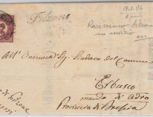 66084 - ITALIA REGNO - STORIA POSTALE : COLLETTORIA di PILZONE su BUSTA  1876