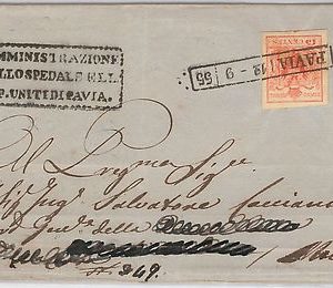 ANTICHI STATI:  LOMBARDO VENETO :   BUSTA dal OSPEDALE di PAVIA 1855