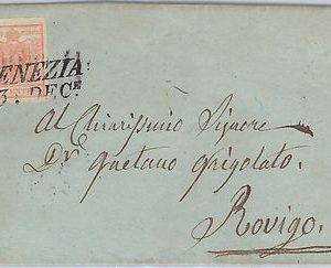 ANTICHI STATI:  LOMBARDO VENETO : Sassone 5 su BUSTA da  VENEZIA 1851