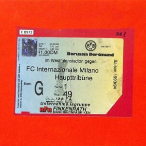 C0972 - Vecchio BIGLIETTO PARTITA CALCIO -  INTER VS HAUPTTRIBUNE